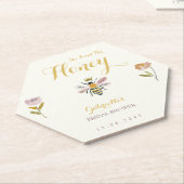 Butter Yellow She Found Her Honey Bee Bridal Party ペーパーコースター (アングル)