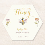 Butter Yellow She Found Her Honey Bee Bridal Party ペーパーコースター (正面)