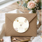 Butter Yellow She Found Her Honey Bee Bridal Party ラウンドシール