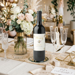 Butter Yellow She Found Her Honey Bee Bridal Party ワインラベル