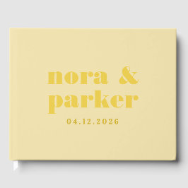 Butter Yellow Simple Monogram Wedding ゲストブック