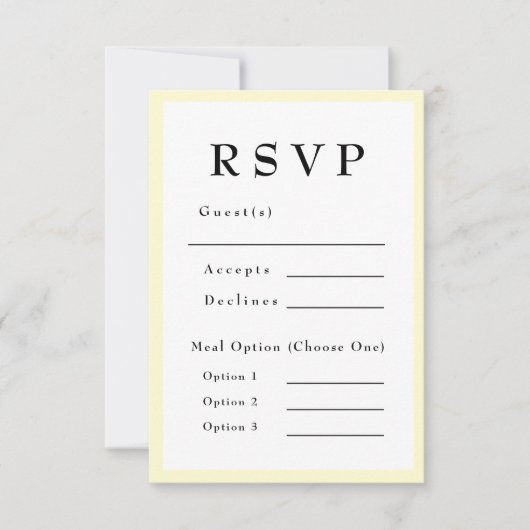Butter Yellow Timeless Wedding RSVP (正面)