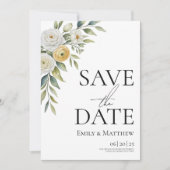 Butter Yellow Watercolor Floral Save The Date セーブザデート (正面)