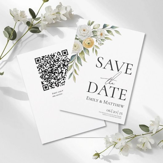 Butter Yellow Watercolor Floral Save The Date セーブザデート