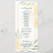 Butter Yellow Watercolor Roses Elegant Wedding プログラム (裏面)
