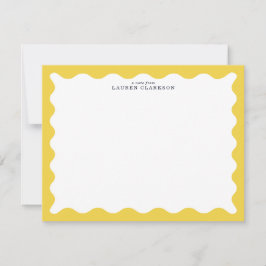 Butter Yellow Wavy Frame Note Card 招待状