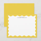 Butter Yellow Wavy Frame Note Card 招待状 (正面/裏面)