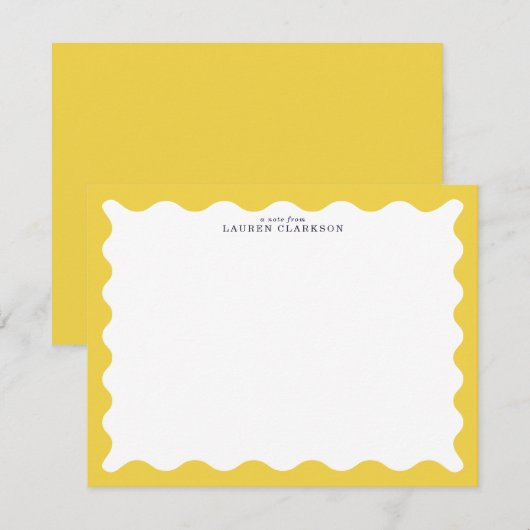 Butter Yellow Wavy Frame Note Card 招待状 (正面/裏面)