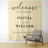 Butter Yellow Wedding Welcome Sign Backdrop タペストリー (インサイチュ)