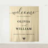 Butter Yellow Wedding Welcome Sign Backdrop タペストリー (正面)