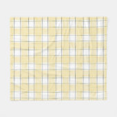 Butter Yellow White Plaid Stripes Birthday フリースブランケット (正面(横))