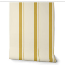 Butter Yellow Wide French Ticking Stripe 壁紙