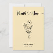 Butter Yellow Wildflowers Floral Photo Wedding サンキューカード (正面)