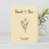 Butter Yellow Wildflowers Floral Photo Wedding サンキューカード (スタンド正面)