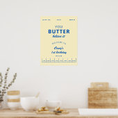Butter You Butter Believe Yellow Birthday Welcome ポスター (キッチン)