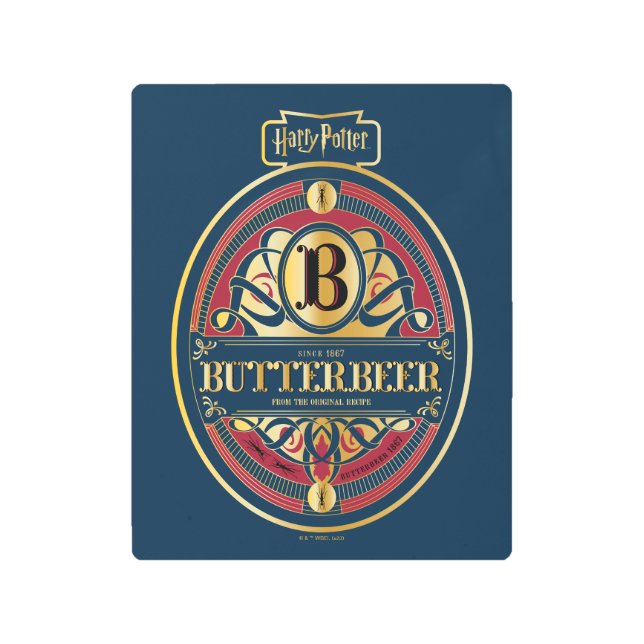 BUTTERBEER™垂直ロゴ メタルプリント (正面)