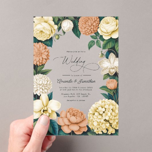 Buttercream, Vanilla Silk & Soft Apricot Wedding アクリル招待状 (インサイチュ (ポータブル))