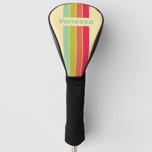 Buttercream Whisper Pin Striped with Name ゴルフヘッドカバー (正面)