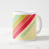 Buttercream Whisper Stripes with Name ジャンボコーヒーマグカップ (正面右)