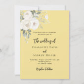 Buttercream yellow white roses wedding 招待状 (正面)