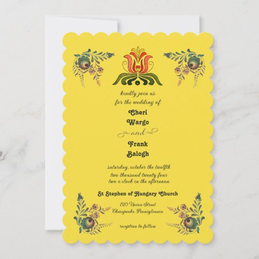 Buttercup Gold Hungarian Wedding Invitation 招待状 (正面)