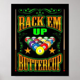 Buttercup Pool Playerビリヤードのラックアップ ポスター
