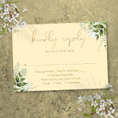 Buttercup Yellow And Gold Greenery Wedding 出欠カード