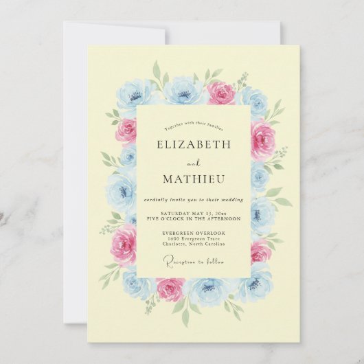 Buttercup Yellow Radiant Spring Wedding 招待状 (正面)