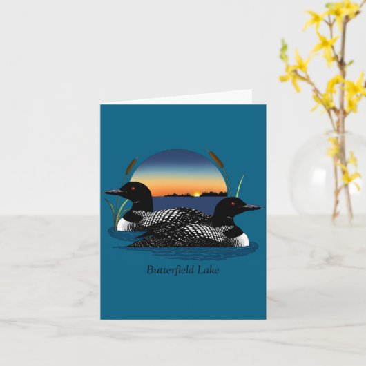 Butterfield Lake Loon Pair  カード (黄色い花)