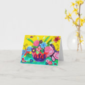 Butterfles & Ladybugsノートカード カード (黄色い花)