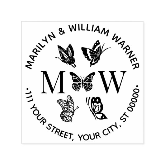 Butterflies #4 Couple 2 Initial Address NF セルフインキングスタンプ (デザイン)