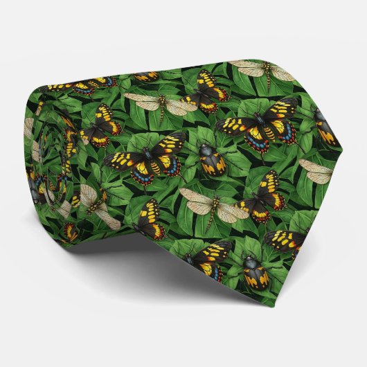 Butterflies and Bugs Pattern Custom Necktie ネクタイ (ロール)