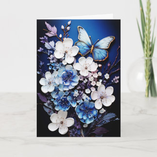 Butterflies and Flowers Blank Note Greeting Card カード