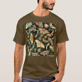 Butterflies and Moths on a black foliage backgroun Tシャツ