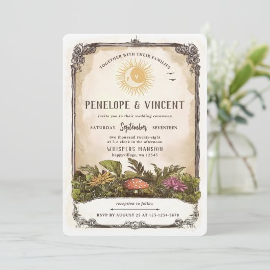 Butterflies and Mushrooms Tarot Wedding 招待状 (スタンド正面)