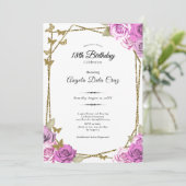 Butterflies and Pink Roses 18th Debut Birthday 招待状 (スタンド正面)