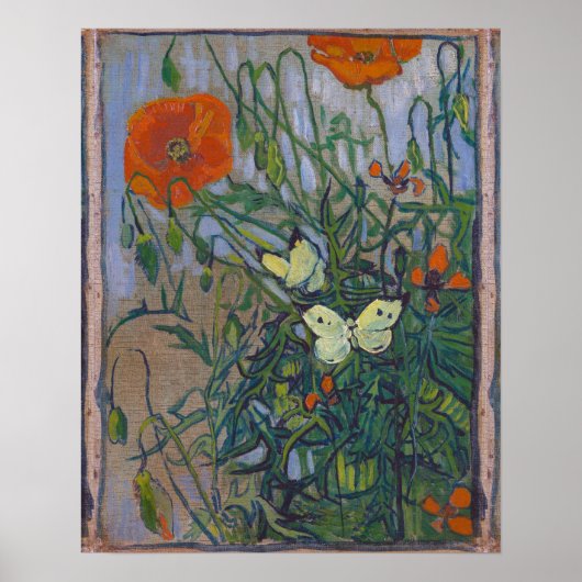 Butterflies and Poppies by Vincent van Gogh ポスター (正面)