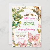 Butterflies and Reptiles Joint Sibling Birthday  招待状 (正面)
