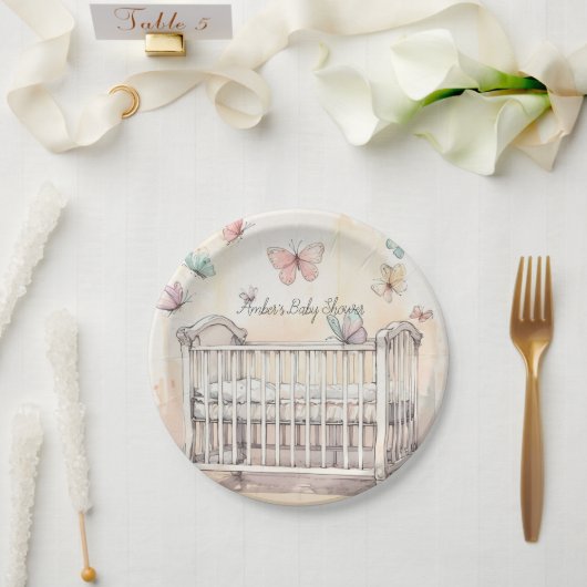 Butterflies Baby Shower  ペーパープレート (ウェディング)