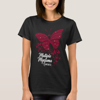 Butterflies & Burgundy Ribbon Multiple Myeloma Awa Tシャツ