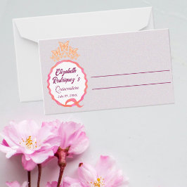 Butterflies Crown Quinceanera Pink Peach Squiggle プレイスカード