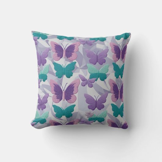 Butterflies  Elegant Fabric Style Pattern クッション (正面)