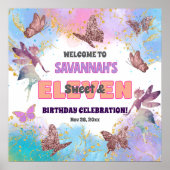 Butterflies Fairy Glitter 11th Birthday Welcome ポスター (正面)