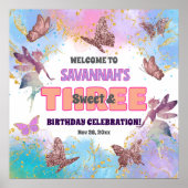 Butterflies Fairy Glitter 3rd Birthday Welcome ポスター (正面)