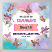Butterflies Fairy Glitter 9th Birthday Welcome ポスター (正面)