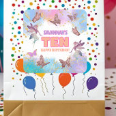 Butterflies Fairy Gold Glitter 10th Birthday Party スクエアシール