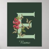 Butterflies Flower Monogram Initial E Personalized ポスター (正面)