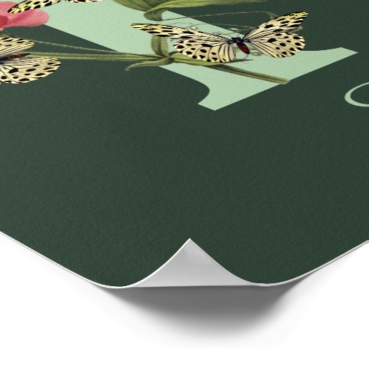 Butterflies Flower Monogram Initial F Personalized ポスター (角)