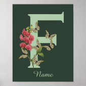 Butterflies Flower Monogram Initial F Personalized ポスター (正面)