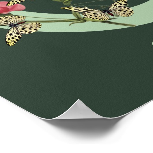 Butterflies Flower Monogram Initial G Personalized ポスター (角)